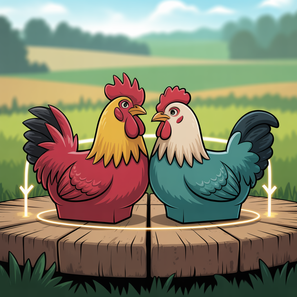 Different chicken characters interacting