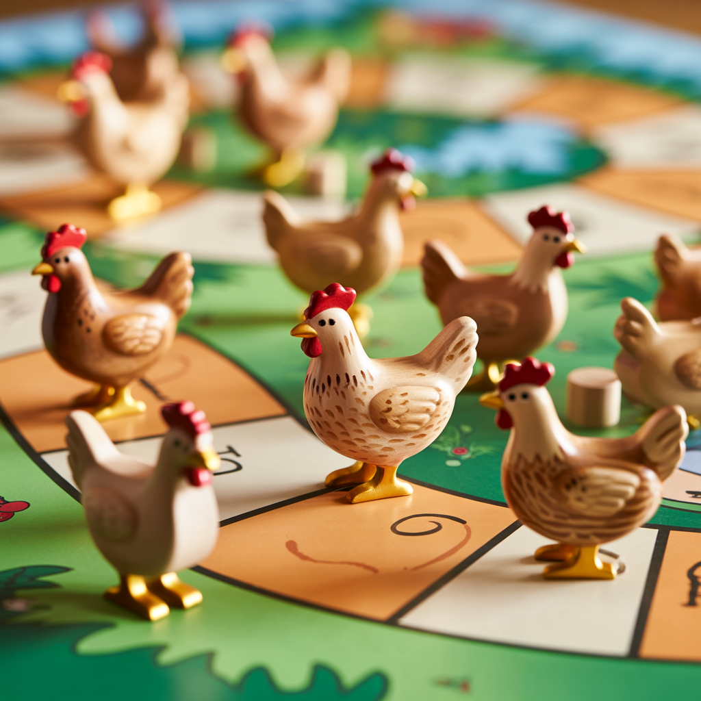 Close up of Chicken Road game pieces
